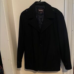 Michael Kors Black Single-Breasted Wool Pea Coat